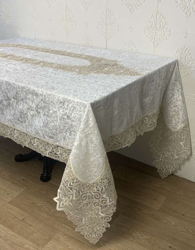 Скатертина Велюр Acme Tekstil 160x220 Moonstar Krem PVS