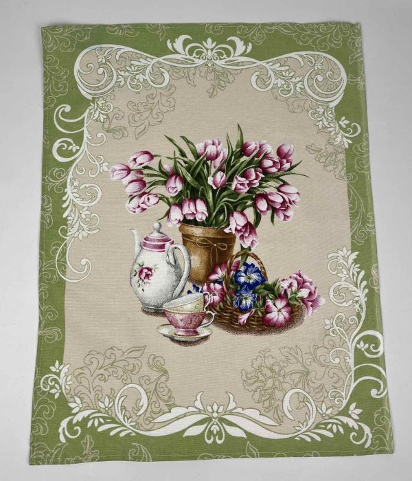 Рушник кухонний вафельний "Flowers" Model-6 60х50