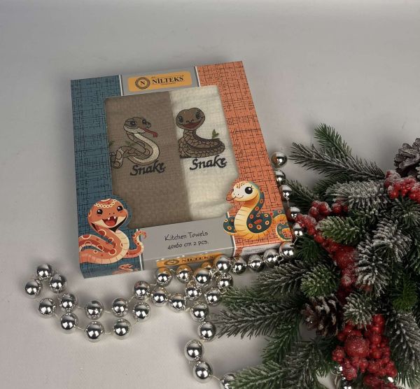 Набір вафельних рушників Nilteks 2шт New Year Lux Snake 1