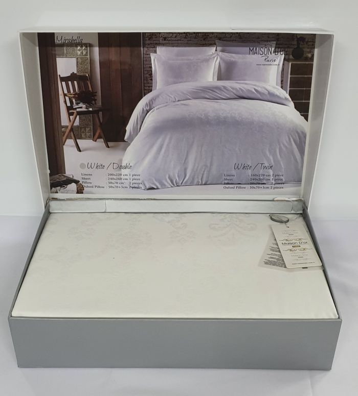 Постільна білизна Maison D'or сатин жаккард 200х220 Mirabella-2 White