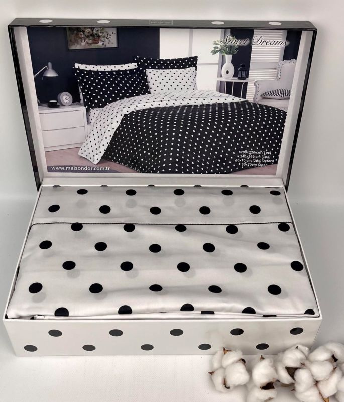 Постільна білизна Maison D'or сатин 200х220 Sweet Dreams Dark Grey