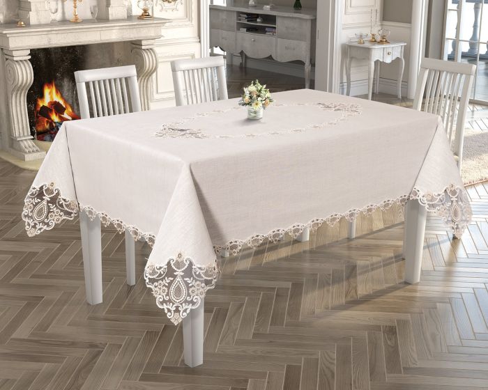 Скатертина Велюр Acme Tekstil 160x300 Odin Krem