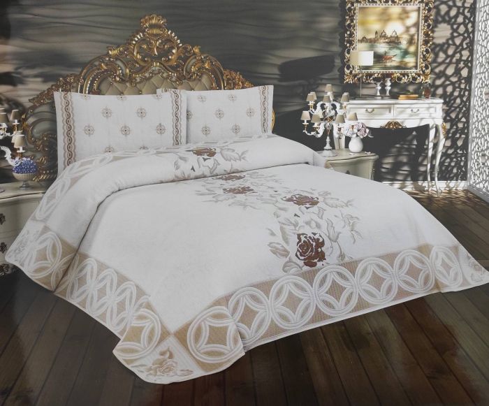 Покривало My Bed Жакард 240x260 з наволочками Flora Beige