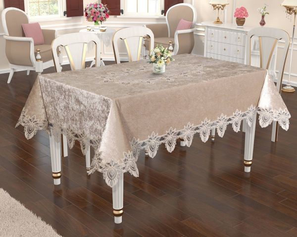 Скатертина Велюр Acme Tekstil 160x220 Cinar Capiccino PVS