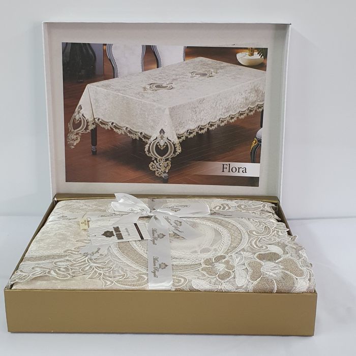 Скатертина Велюр Maison Royale 160x300 Flora Cappucino