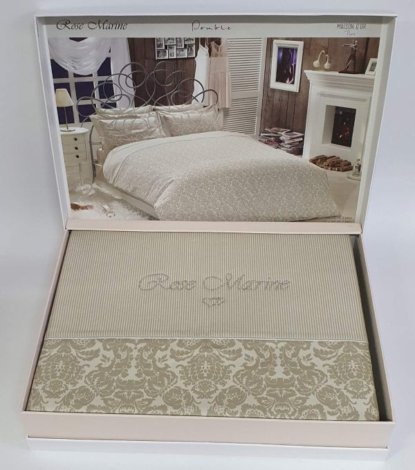 Постільна білизна Maison D'or сатин сімейна Rose Marine Beige