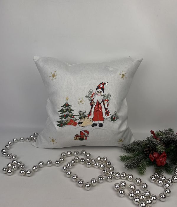 Наволочка новорічна 45х45 Santa White