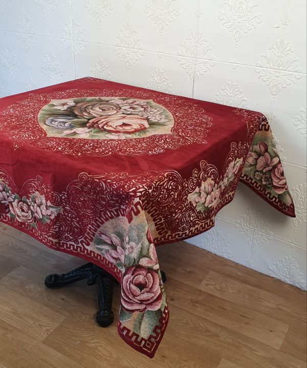 Скатертина велюрова Sagol 140x140 St-139 V-4 Bordo