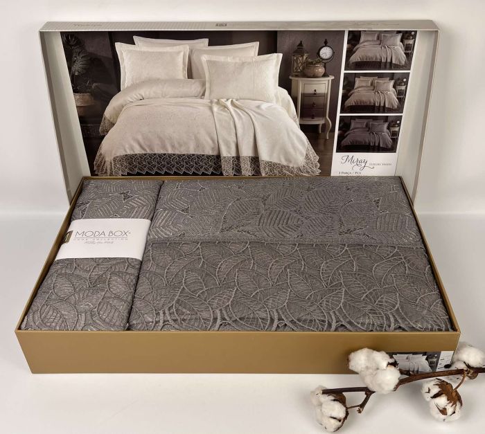 Покривало Moda Box 240х260 з наволочками Miray Anthracite