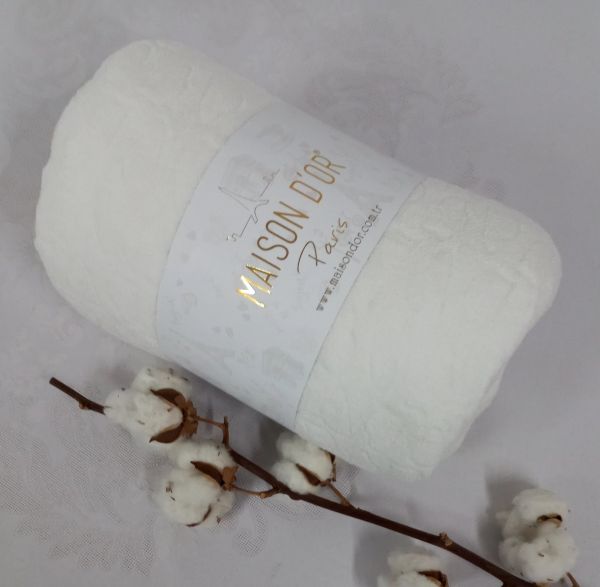 Простирадло на резинці 100x200 махра Jacquard з наволочками Maison Dor Ecru