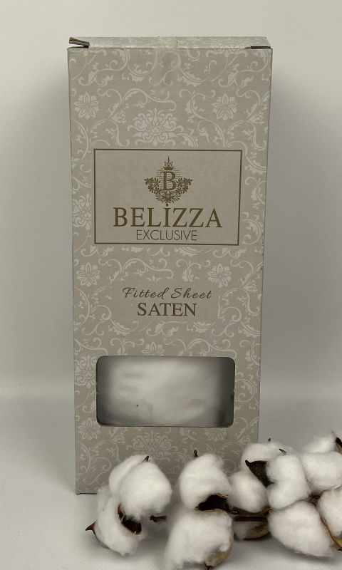 Простирадло на резинці з наволочками Belizza 160x200+30см сатин Beyaz