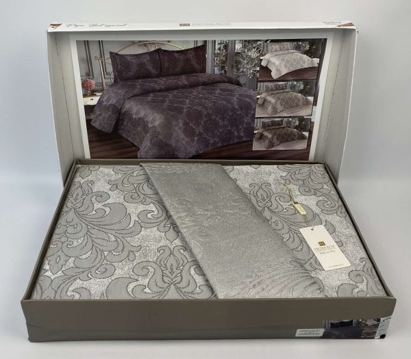 Покривало Moda Box 240х260 з наволочками Damask Gri