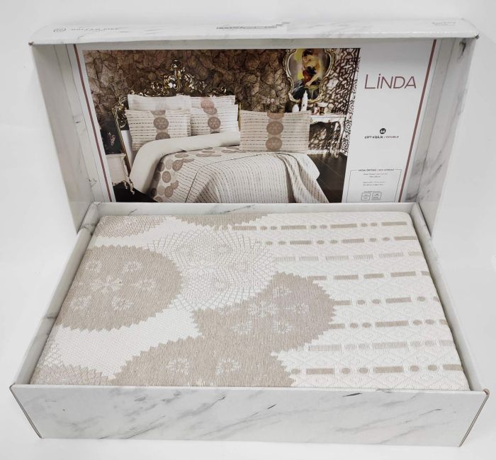 Покривало My Bed Жакард 240x260 з наволочками Linda Beige