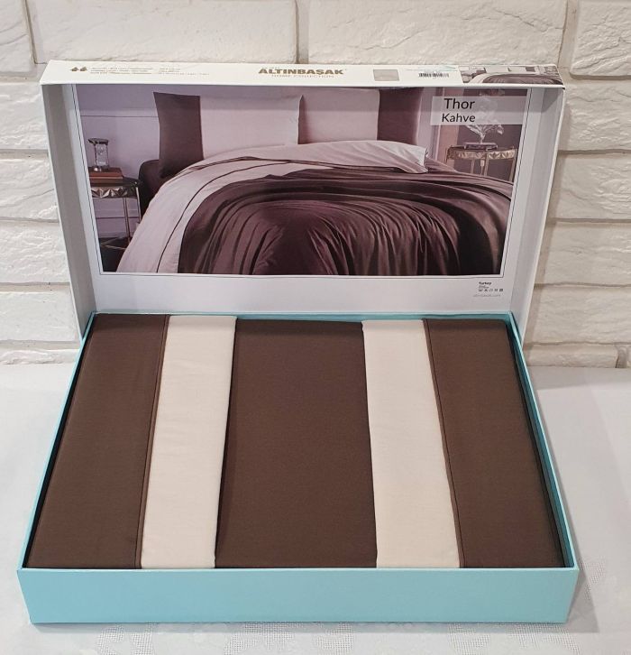 Постільна білизна Altinbasak ранфорс 200x220 Thor Kahve-Bej