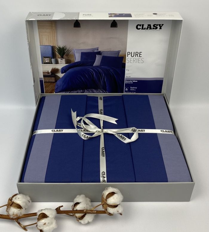 Постільна білизна CLASY ранфорс 160x220 см Pure Series V-3 Lacivert