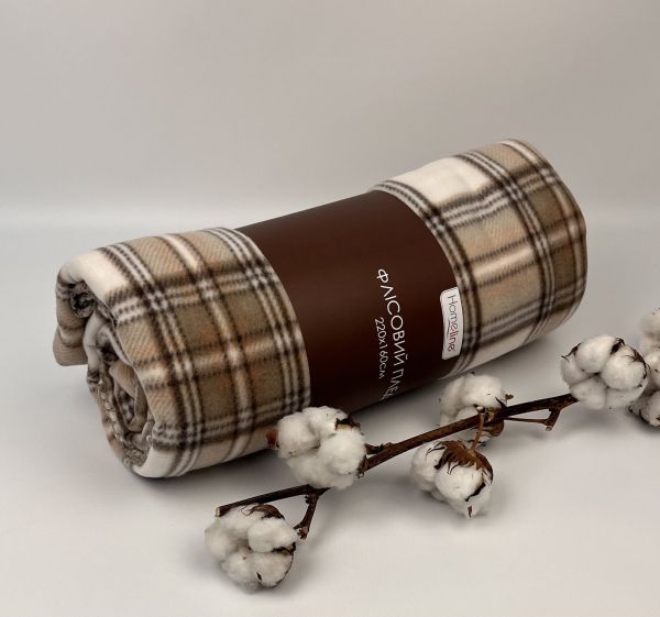 Плед флісовий Home Line 130х160 Полар принт клітинка Beige
