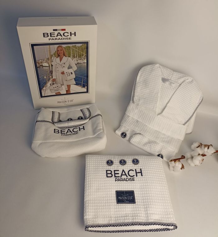 Халат набір жіночий Maison D'or Beach Paradise White L