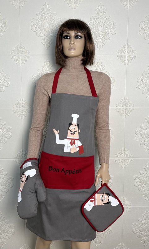 Фартух Maison D'or Kitchen Grey-Red