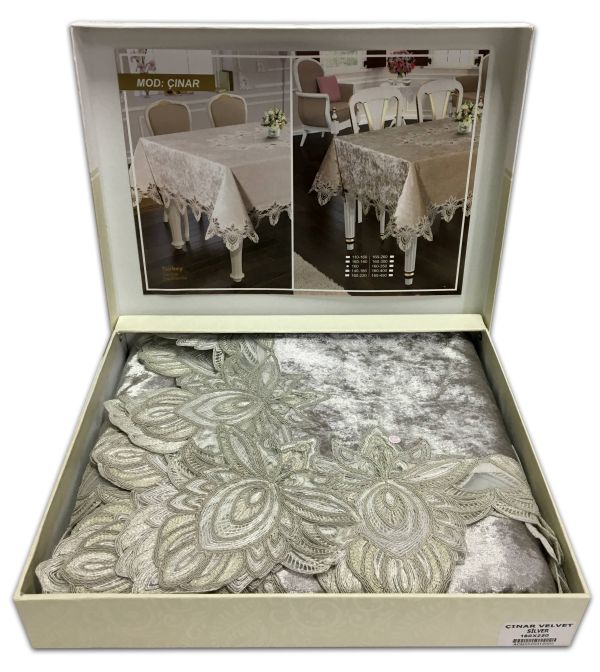 Скатертина Велюр Acme Tekstil 110x160 Cinar Silver
