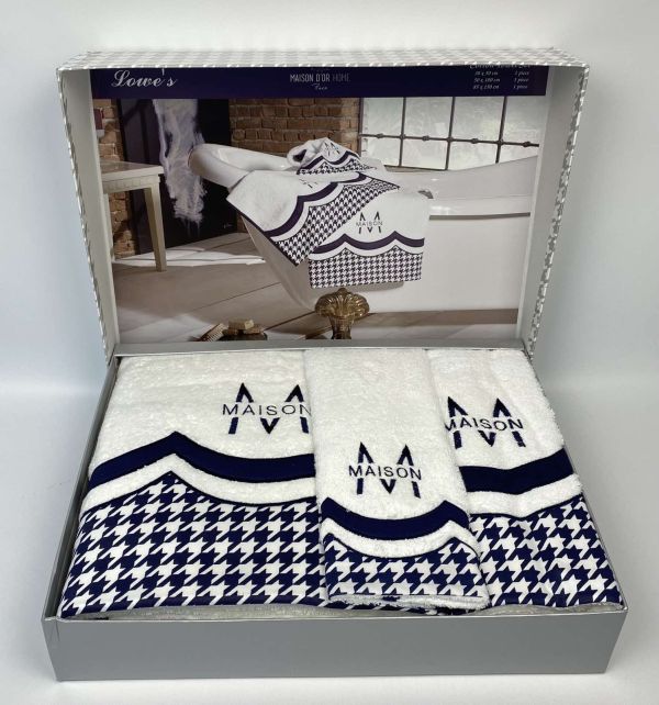 Рушники Maison D'or 3шт Lowe's White-Navy