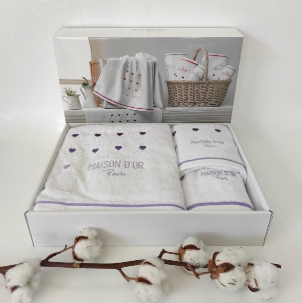 Рушники Maison D'or 3шт Candy Love White Lilac