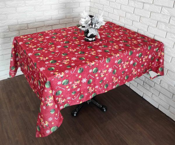 Скатертина "Print" велюр Sagol 140х180 новорічна Kirmizi