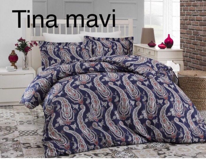 Постільна білизна Altinbasak сатин 200x220 Tina mavi