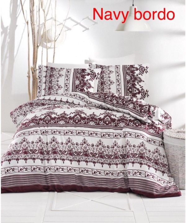Постільна білизна Altinbasak сатин 200x220 Navy bordo