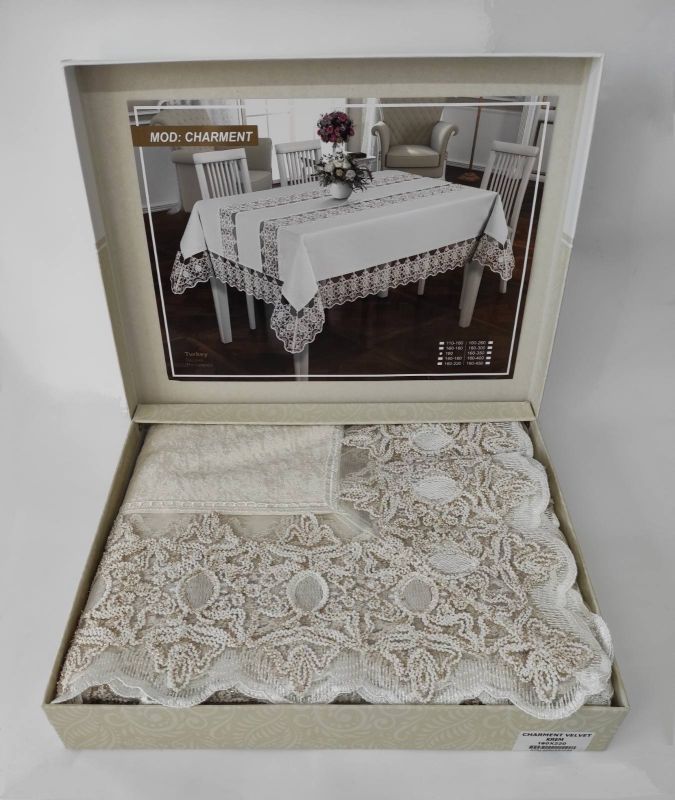 Скатертина Велюр Acme Tekstil 110x160 Charment Krem