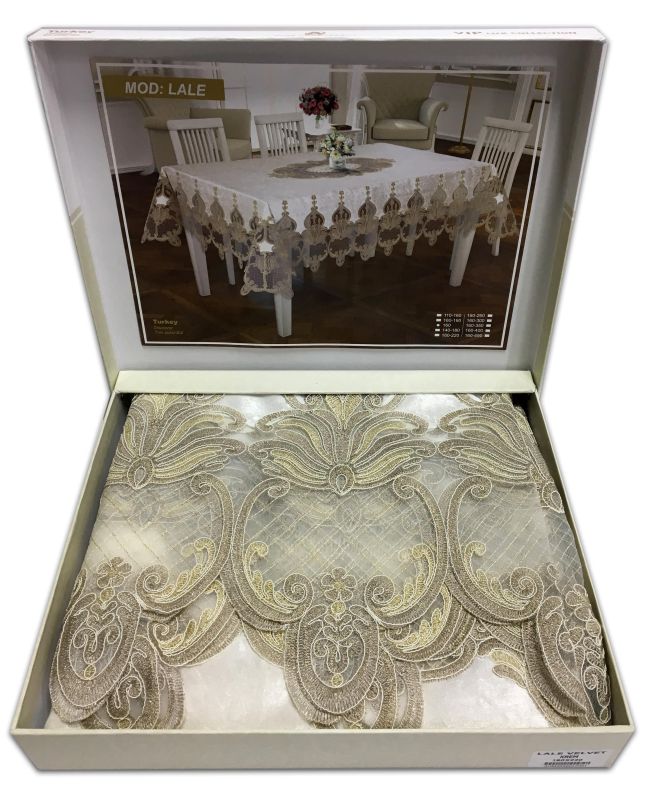 Скатертина Велюр Acme Tekstil 160x300 Lale Krem