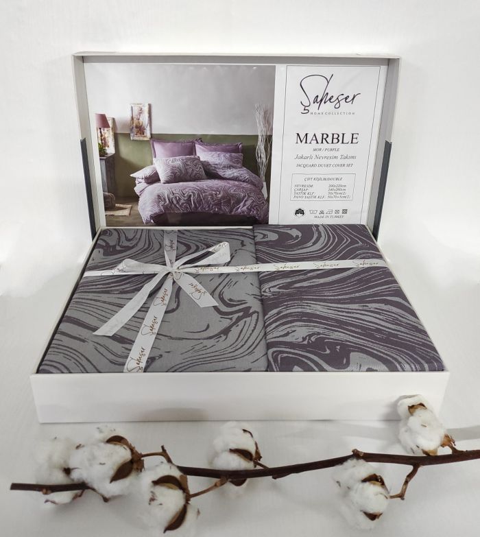 Постільна білизна Saheser ранфорс Marble 200х220 Mor