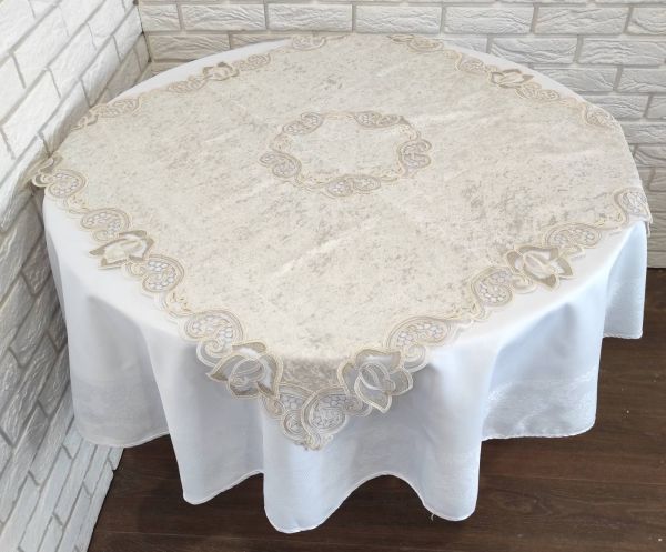 Квадрат велюровий Acme з мереживом 100*100 Rose Cappicino