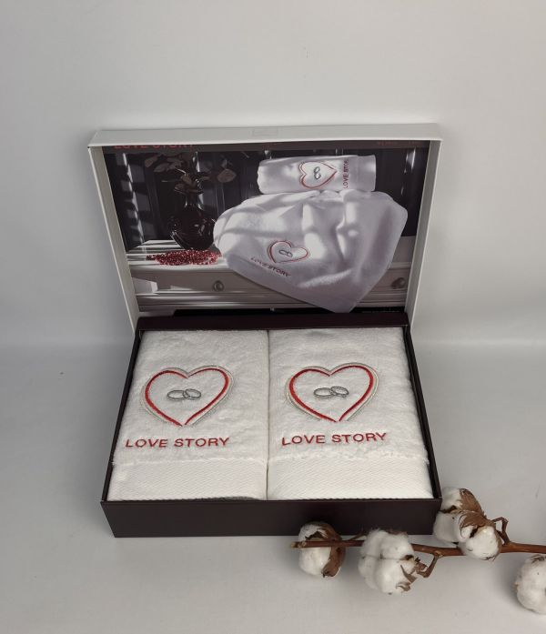 Рушники Maison D'or 2шт Love story "Four Stone Ring" White