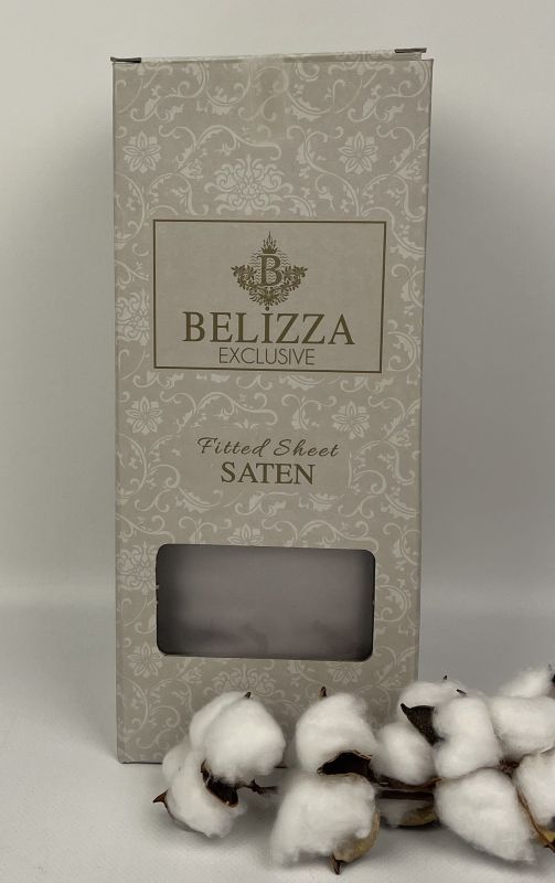 Простирадло на резинці з наволочками Belizza 160x200+30см сатин Gri