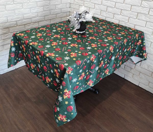 Скатертина "Print" велюр Sagol 140х180 новорічна Yesil