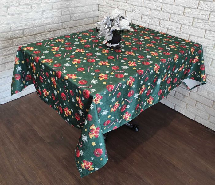 Скатертина "Print" велюр Sagol 140х180 новорічна Yesil