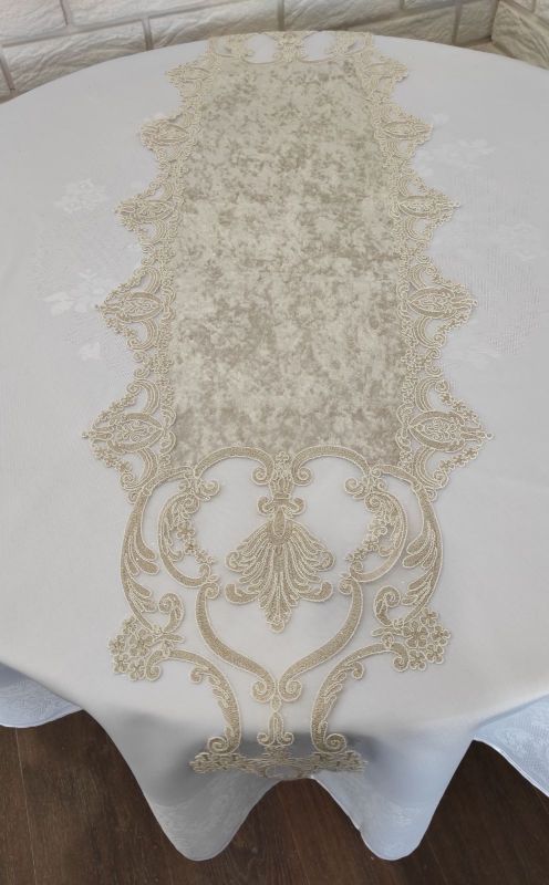 Доріжка велюрова Acme з мереживом 40*140 Odin Gold