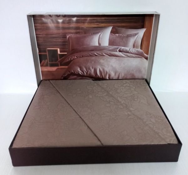 Постільна білизна Saheser Jacquard Vip Satin 200X220 Rosella Gul/Kahve