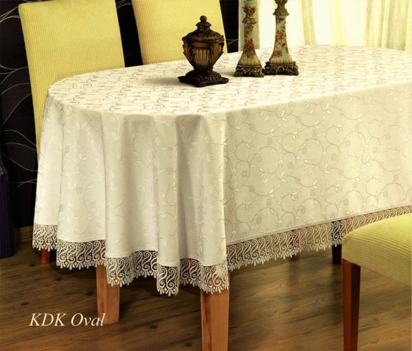 Скатертина з мереживом Maison Royale 160x300 Овал KDK Cream