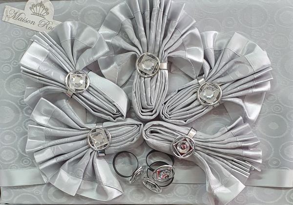 Скатертина Kurdeleli Set Maison Royale 160x220+8 psc Grey