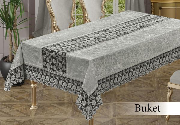 Скатертина Велюр Maison Royale 160x300 Buket Grey