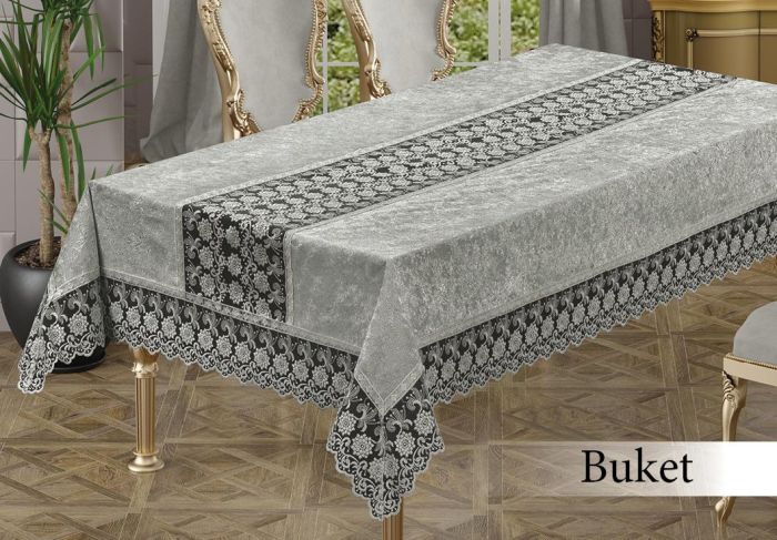 Скатертина Велюр Maison Royale 160x300 Buket Grey