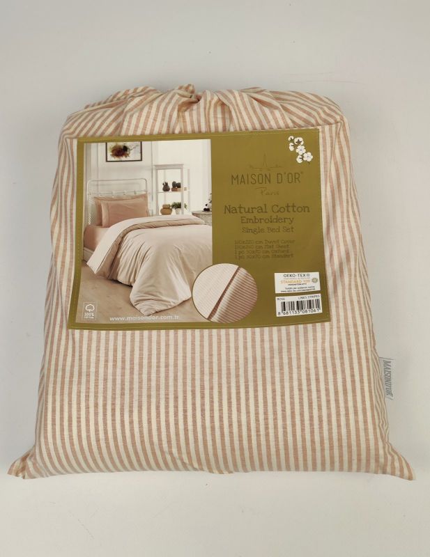 Постільна білизна Maison D'or ранфорс полоска 160х220 Lines stripes Rose