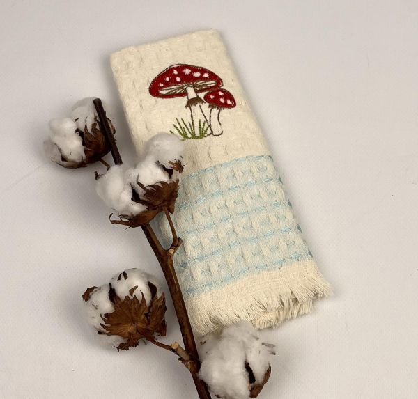 Вафельний кухнний рушник 45х65 Amanita Light Blue
