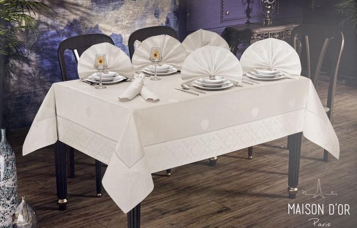 Скатертина Set Maison D'or Magnole Damasque 155х320+12psc Stone
