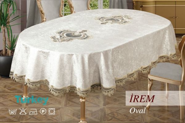 Скатертина велюр Sagol 160x400 ovale IREM Cappucino