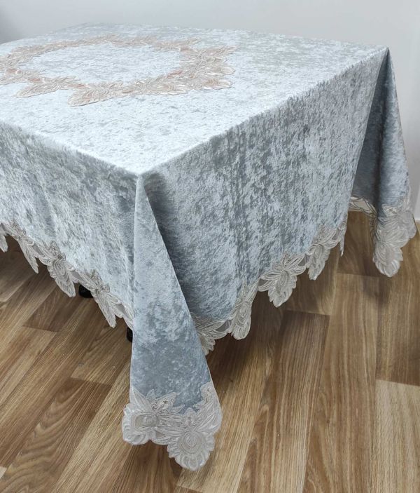 Скатертина Велюр Acme Tekstil 160x220 Cinar Silver PVS