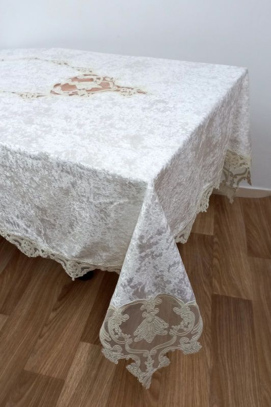 Скатертина Велюр Acme Tekstil 160x300 Odin Krem PVS
