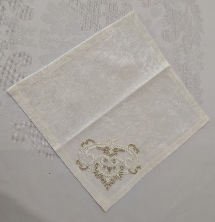 Серветка велюрова Acme з мереживом 35*35 Melisa Krem