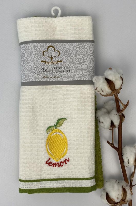 Набір кухонних рушників 2 шт Cottonize Lemon Green